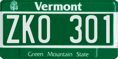 VT license plate ZKO301