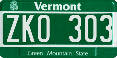 VT license plate ZKO303