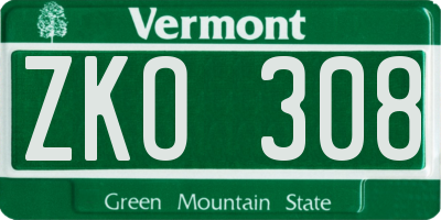 VT license plate ZKO308