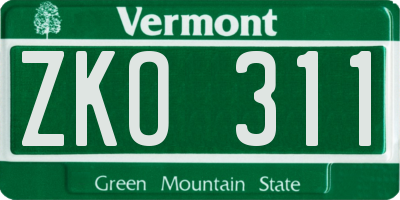 VT license plate ZKO311