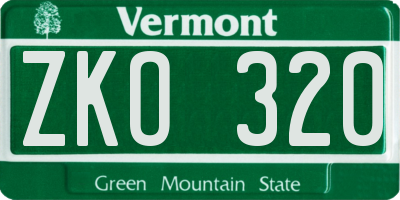 VT license plate ZKO320
