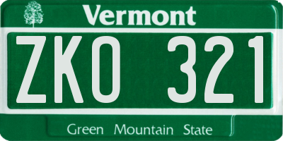VT license plate ZKO321