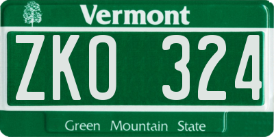 VT license plate ZKO324