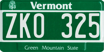 VT license plate ZKO325