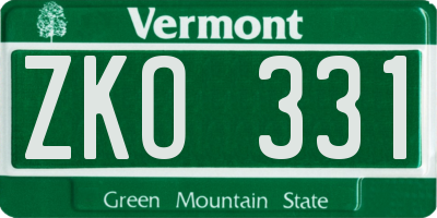 VT license plate ZKO331