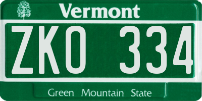 VT license plate ZKO334