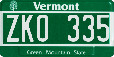 VT license plate ZKO335