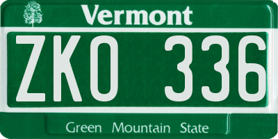 VT license plate ZKO336