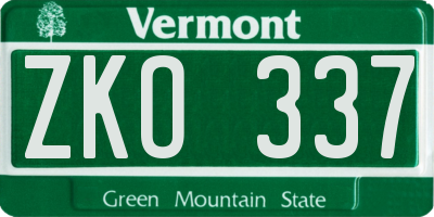 VT license plate ZKO337