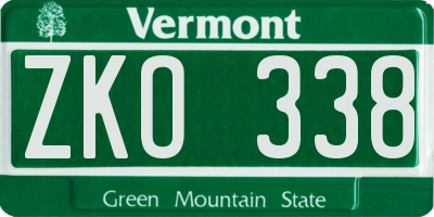 VT license plate ZKO338