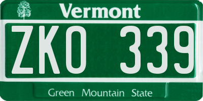 VT license plate ZKO339