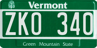 VT license plate ZKO340