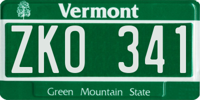 VT license plate ZKO341