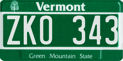 VT license plate ZKO343