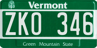 VT license plate ZKO346
