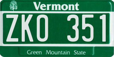 VT license plate ZKO351