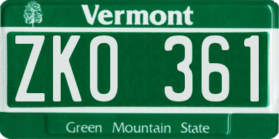 VT license plate ZKO361