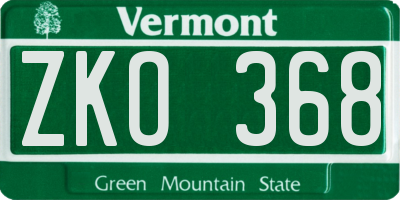 VT license plate ZKO368