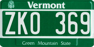 VT license plate ZKO369
