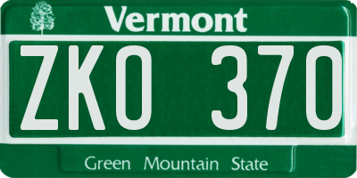 VT license plate ZKO370
