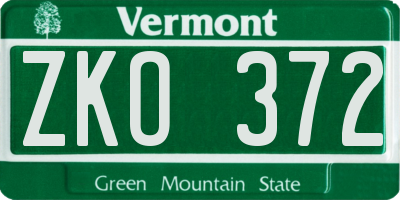 VT license plate ZKO372