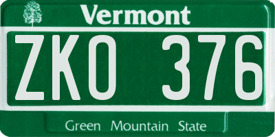 VT license plate ZKO376