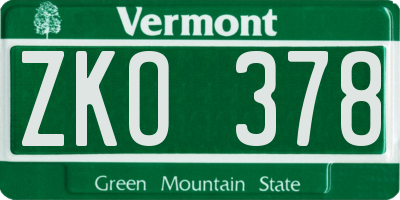 VT license plate ZKO378