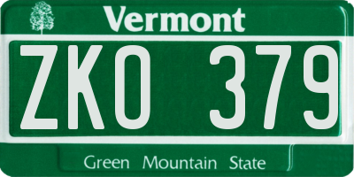 VT license plate ZKO379