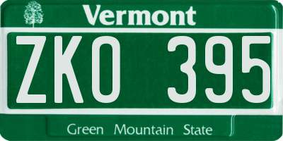 VT license plate ZKO395
