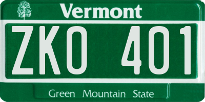 VT license plate ZKO401