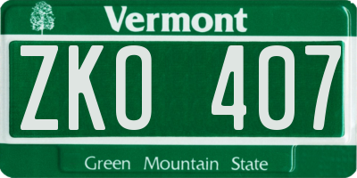 VT license plate ZKO407