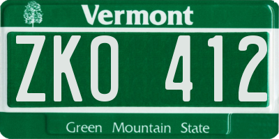 VT license plate ZKO412