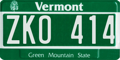 VT license plate ZKO414