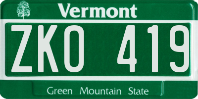 VT license plate ZKO419