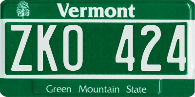 VT license plate ZKO424