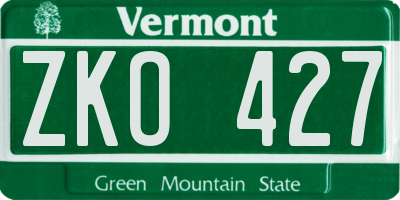 VT license plate ZKO427