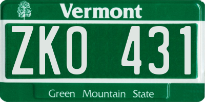 VT license plate ZKO431