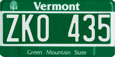 VT license plate ZKO435