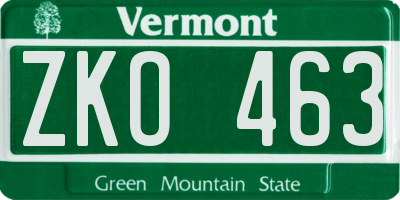 VT license plate ZKO463