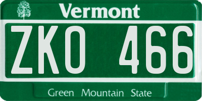 VT license plate ZKO466
