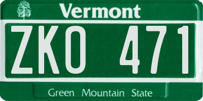 VT license plate ZKO471