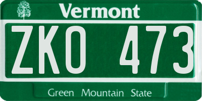 VT license plate ZKO473