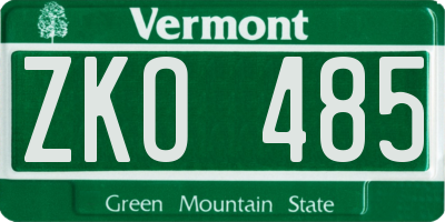 VT license plate ZKO485