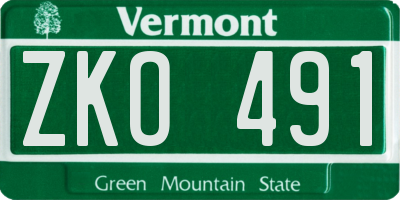 VT license plate ZKO491