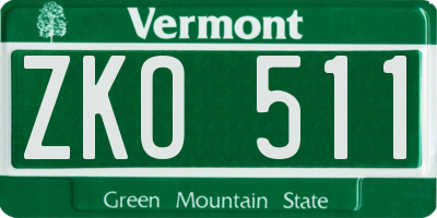 VT license plate ZKO511