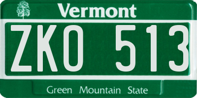 VT license plate ZKO513