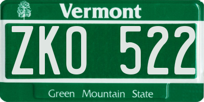 VT license plate ZKO522