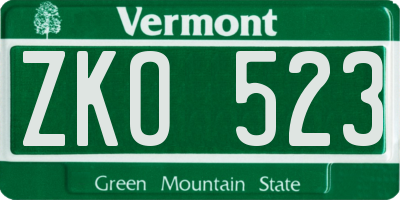 VT license plate ZKO523