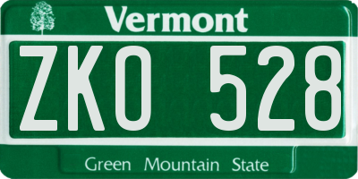 VT license plate ZKO528