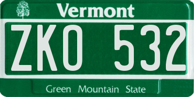 VT license plate ZKO532